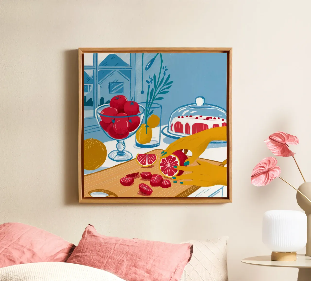 Granaatappel Bereiding canvas met Baklijst van Haven Fantasy