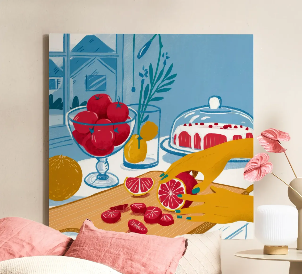 Granaatappel Bereiding canvas met Baklijst van Haven Fantasy