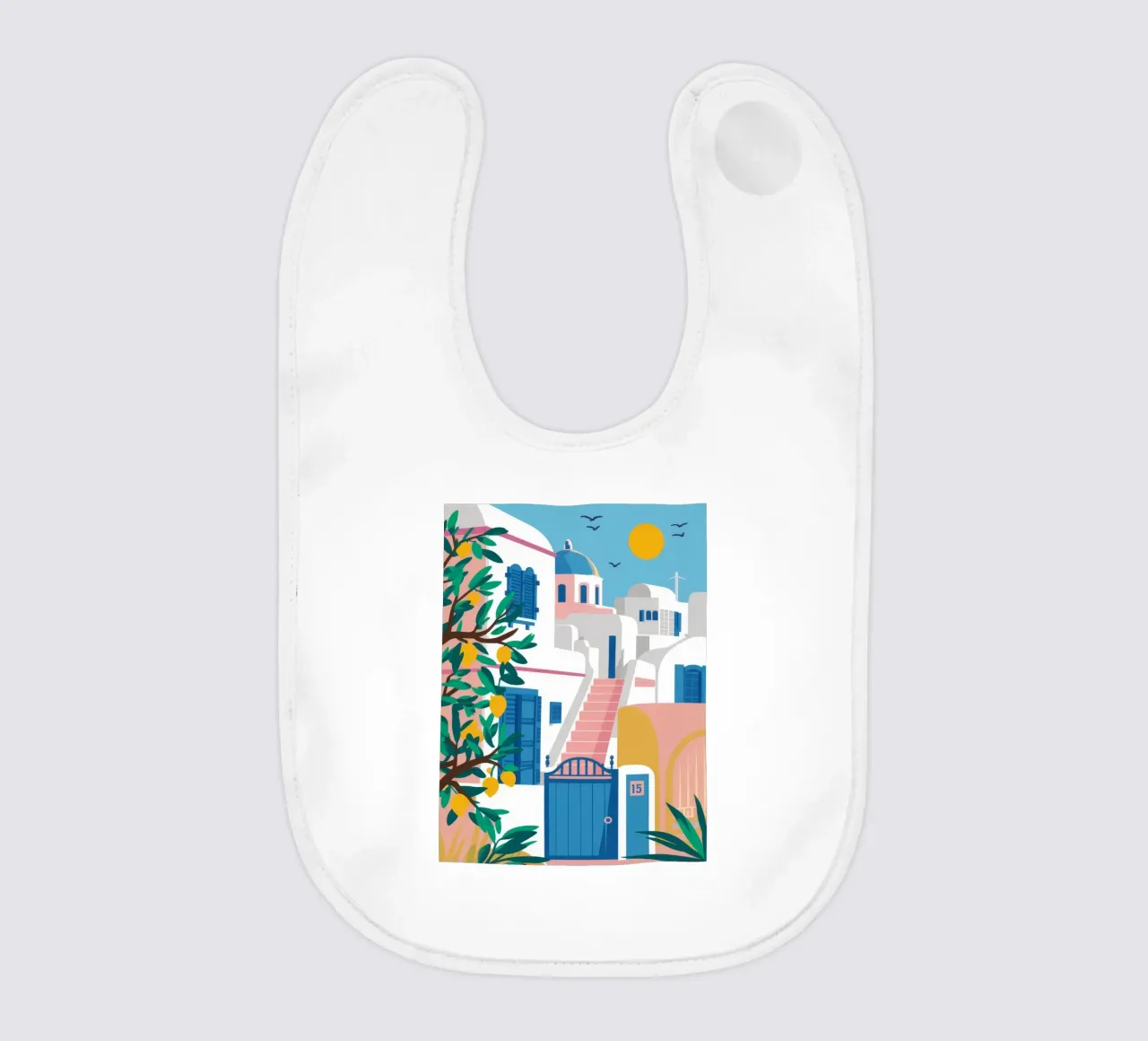 Porta blu Santorini bavaglino da Muse Artworks