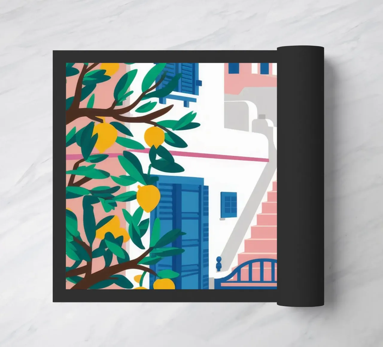 Porta blu Santorini zerbino da Muse Artworks