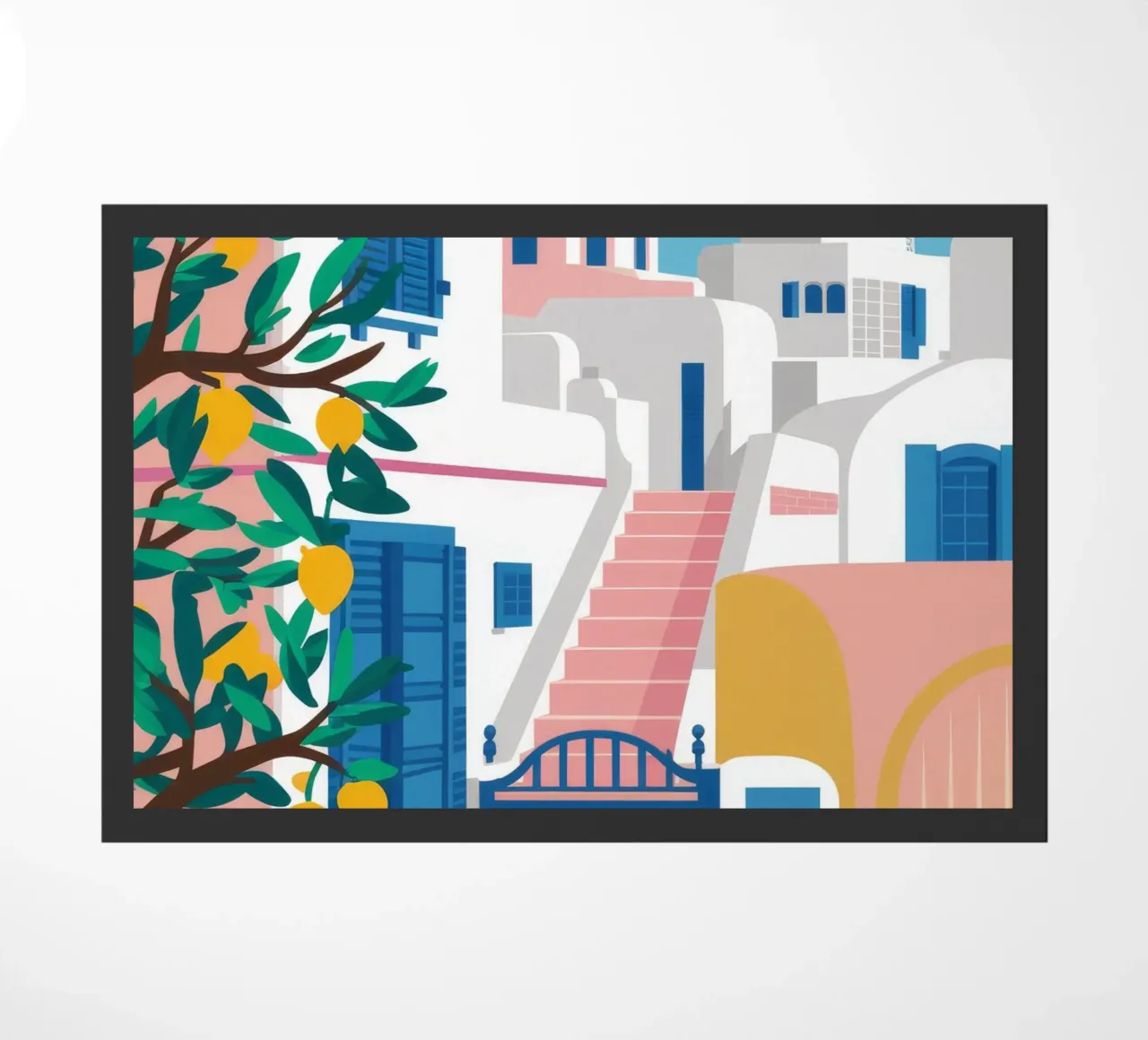 Porta blu Santorini zerbino da Muse Artworks
