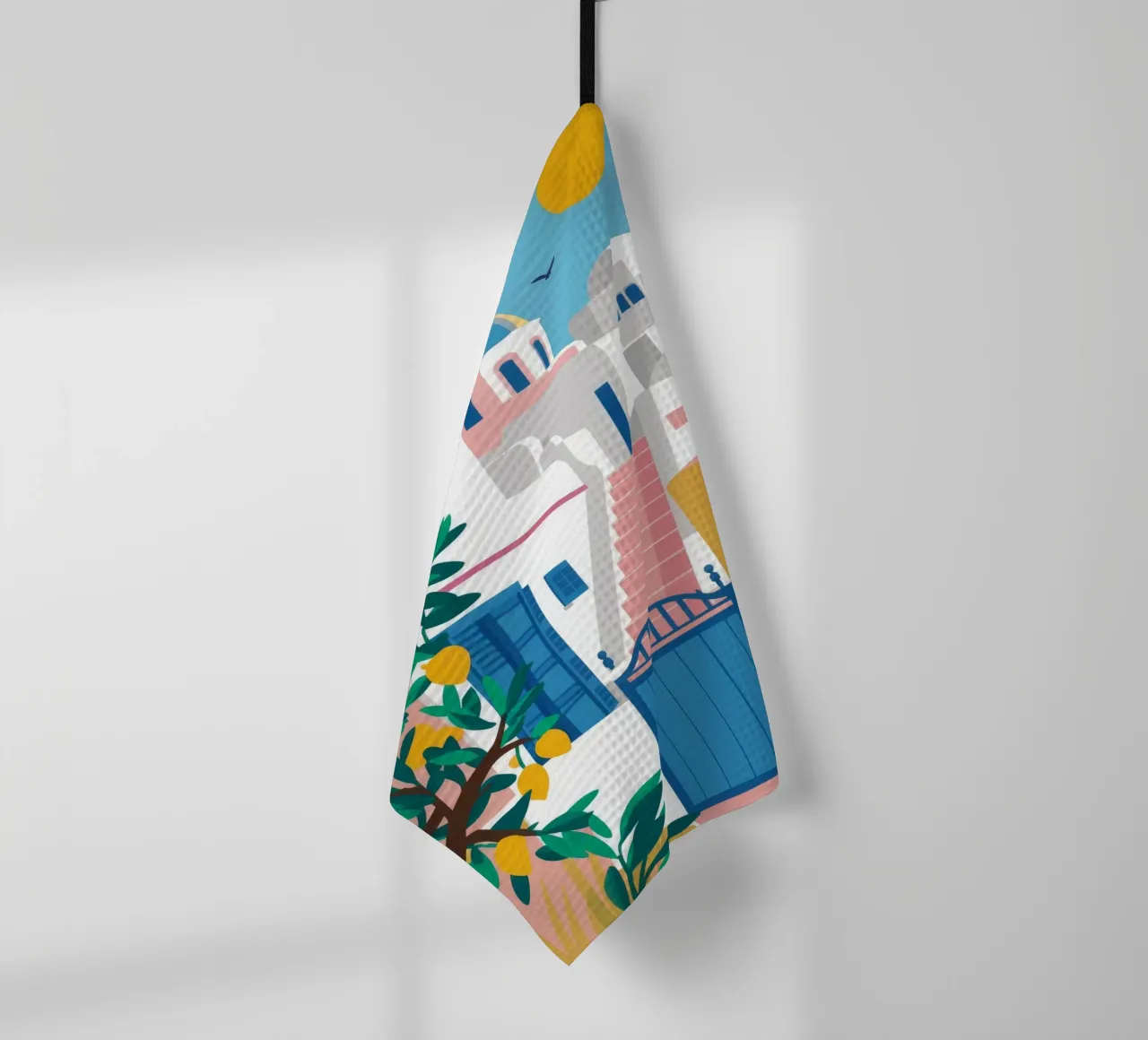 Porte bleue Santorin torchon de Muse Artworks