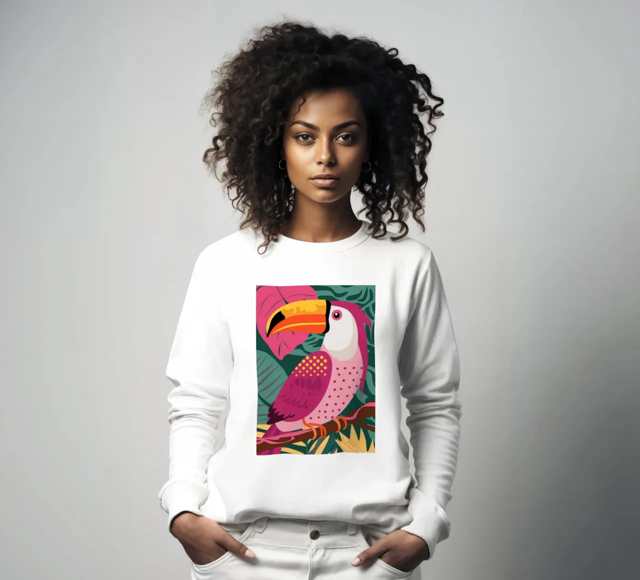 Roze toekan tropisch sweatshirt van FadeAura
