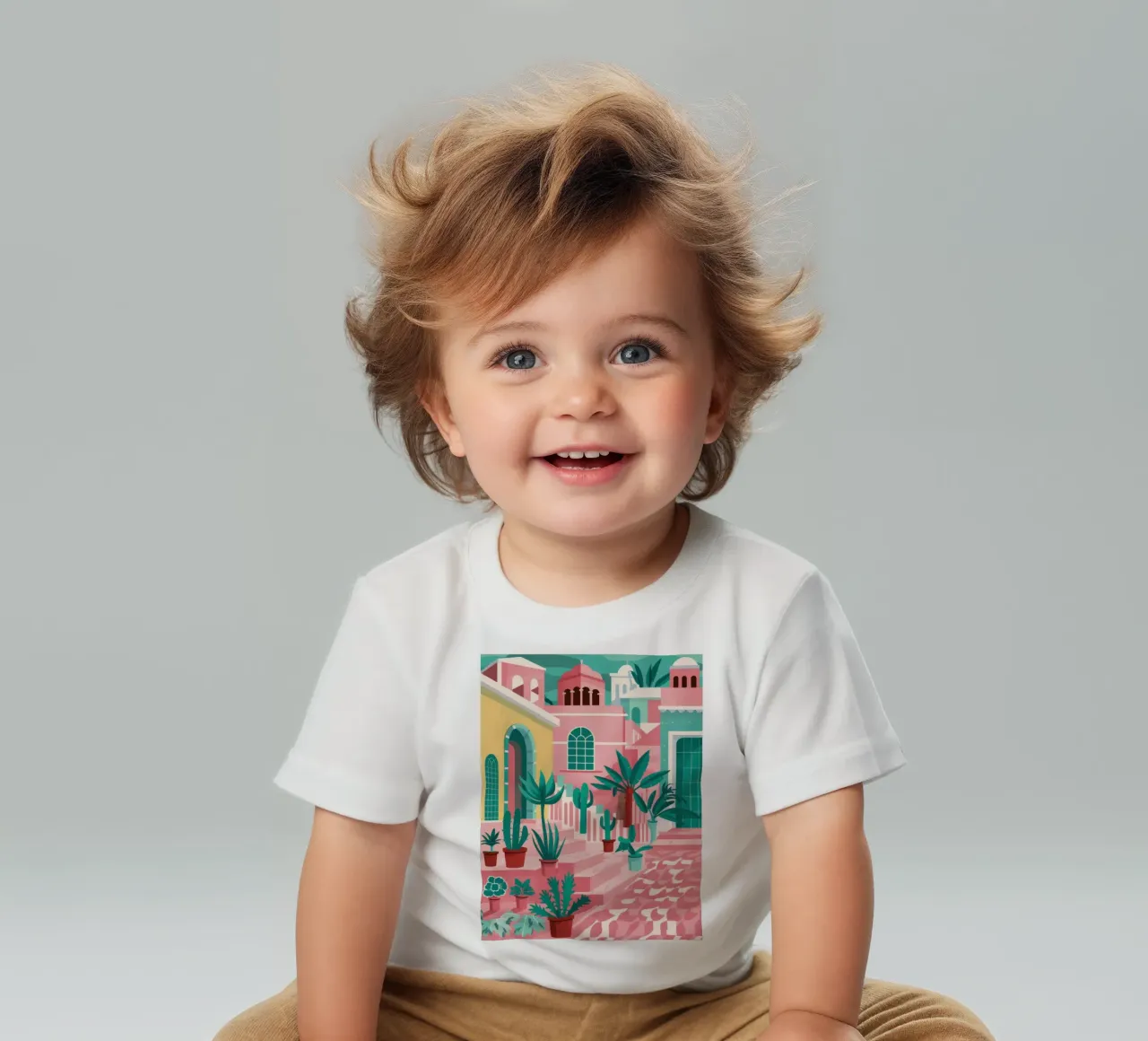 Pink Steps Courtyard baby t-shirt by Muse Artworks