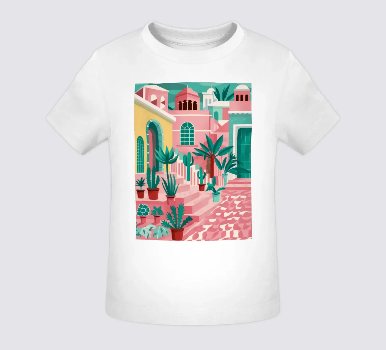 Pink Steps Courtyard baby t-shirt by Muse Artworks