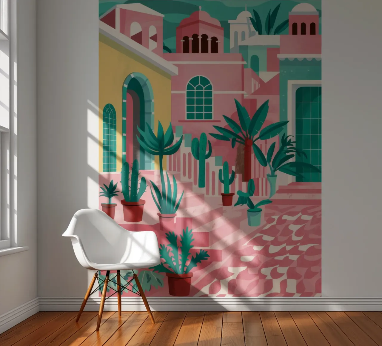 Pink Steps Courtyard photo wallpaper by Muse Artworks