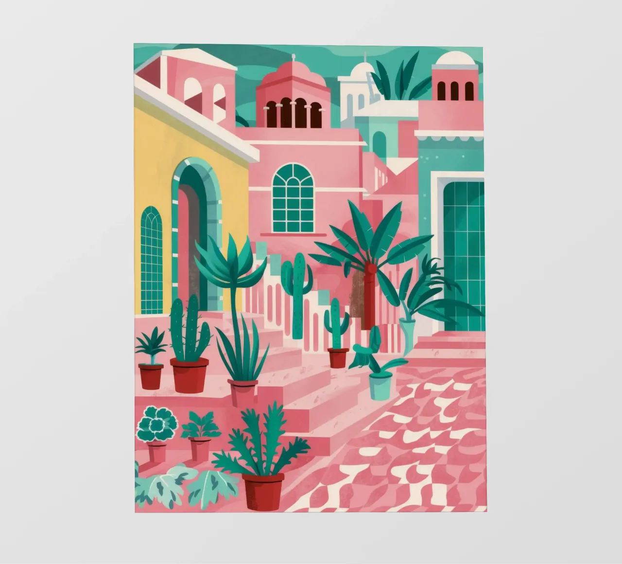Pink Steps Courtyard photo wallpaper by Muse Artworks