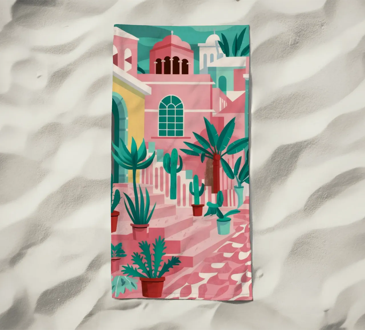 Cortile dei gradini rosa telo mare da Muse Artworks
