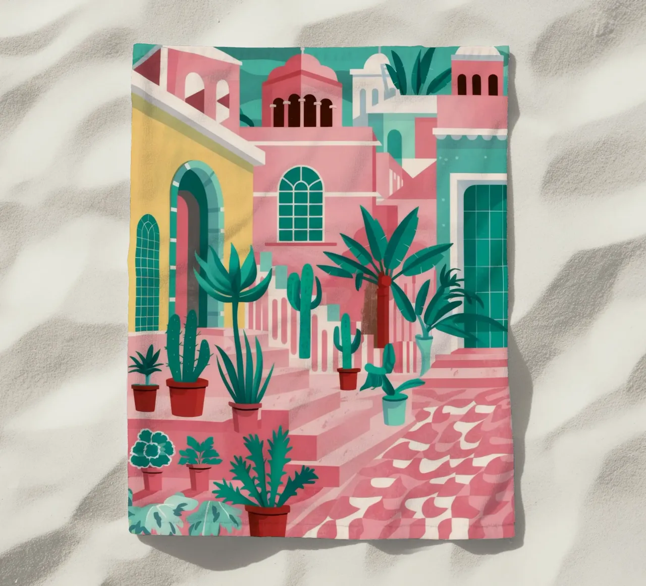 Cortile dei gradini rosa telo mare da Muse Artworks