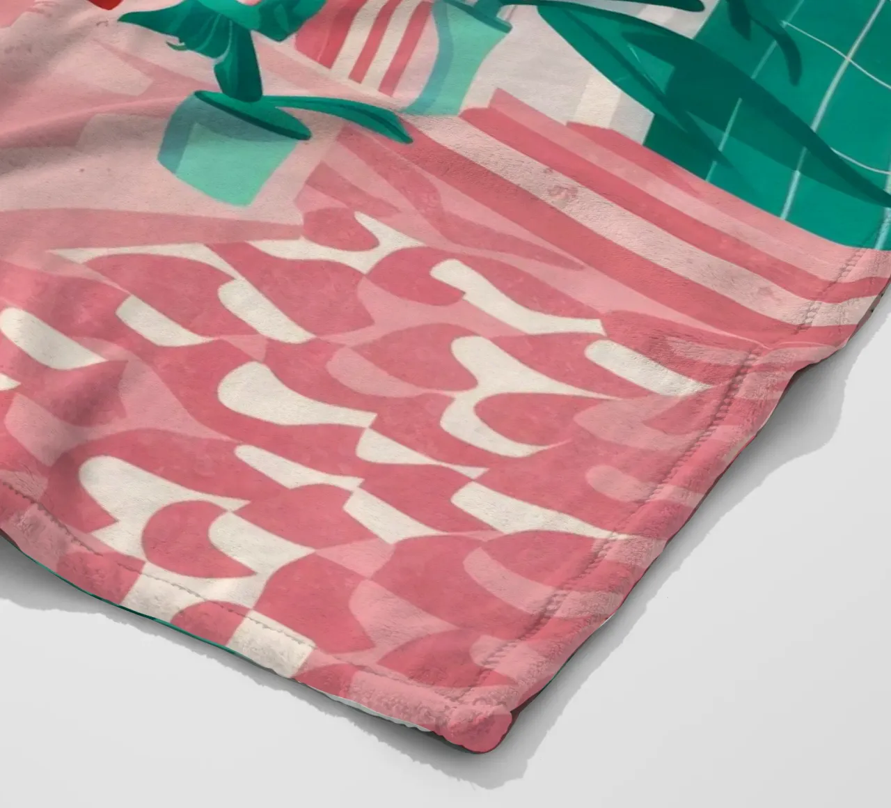 Pink Steps Courtyard fleece blanket by Muse Artworks
