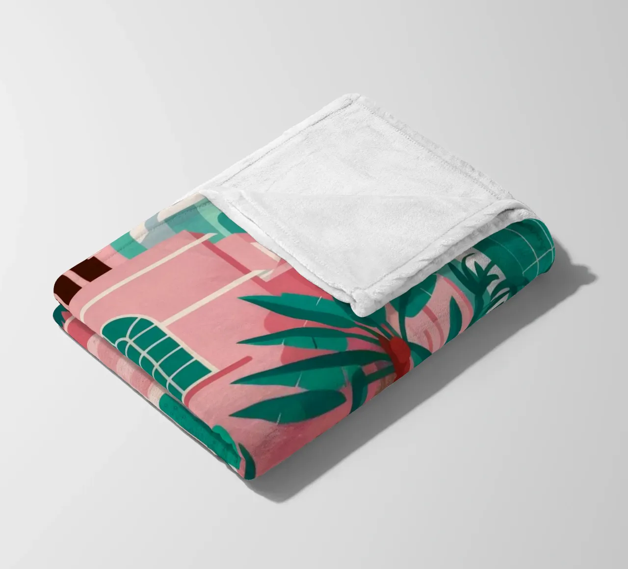 Pink Steps Courtyard fleece blanket by Muse Artworks