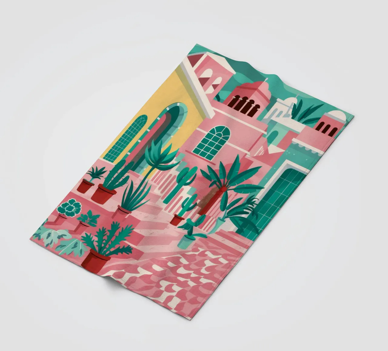 Pink Steps Courtyard fleece blanket by Muse Artworks