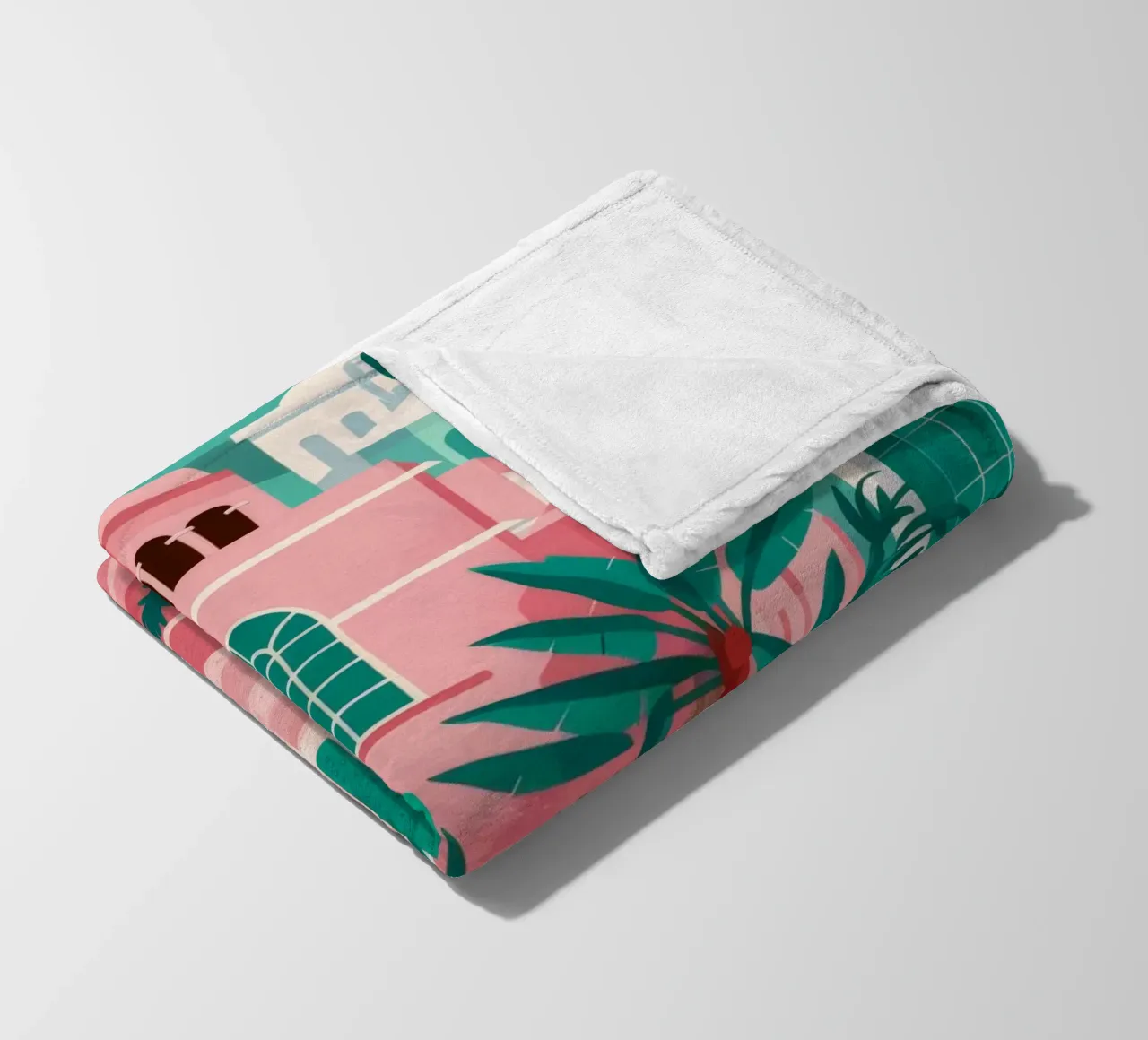 Pink Steps Courtyard fleece blanket by Muse Artworks