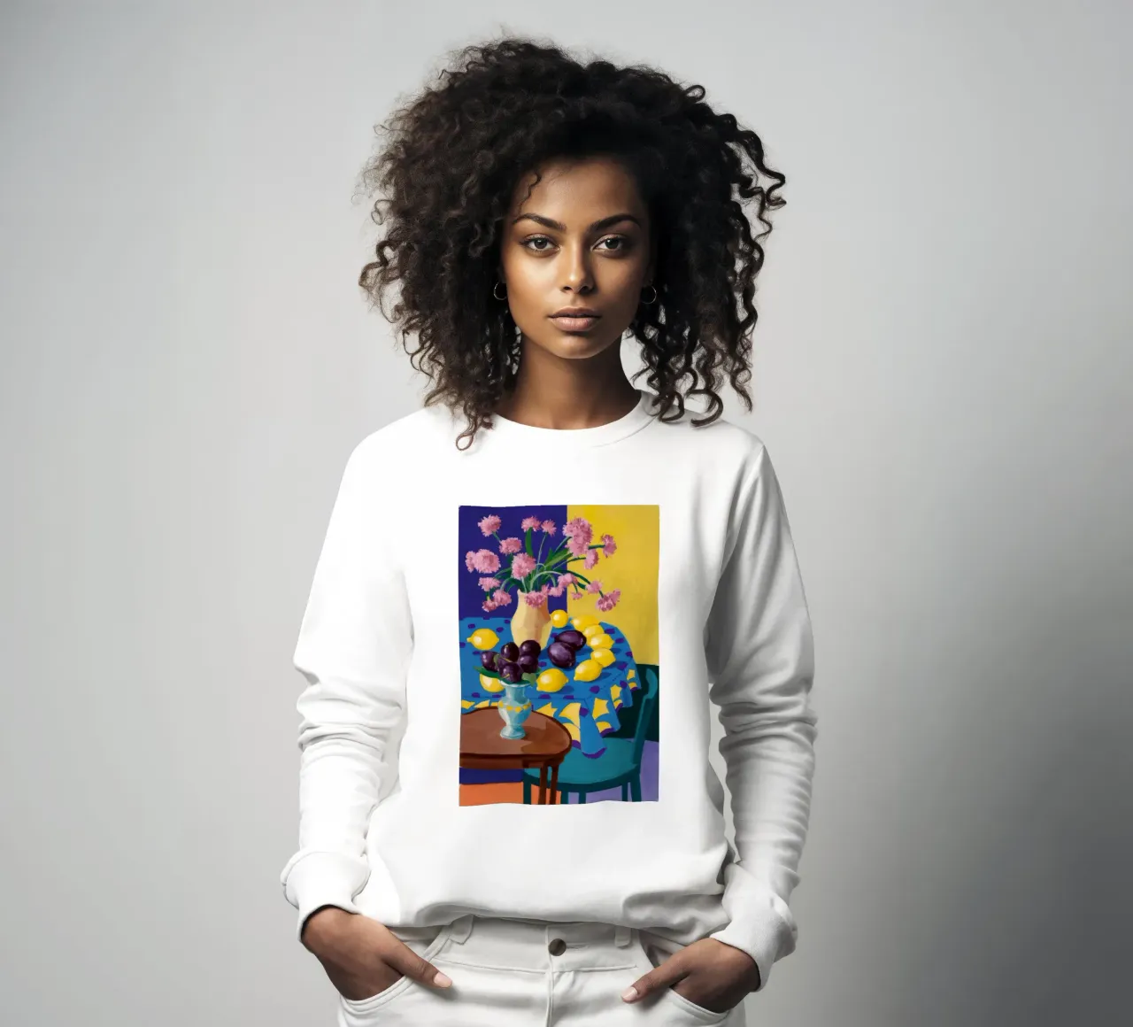 Blauer Stuhl Zitrone Tisch Sweatshirt von Stone Decade