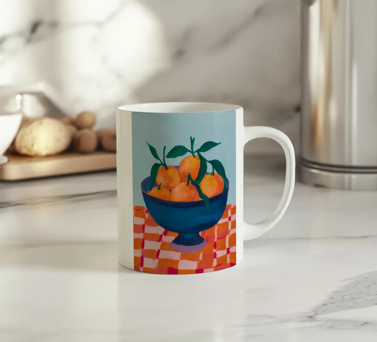 Arancioni in tessuto a scacchi tazza in ceramica da Haven Fantasy
