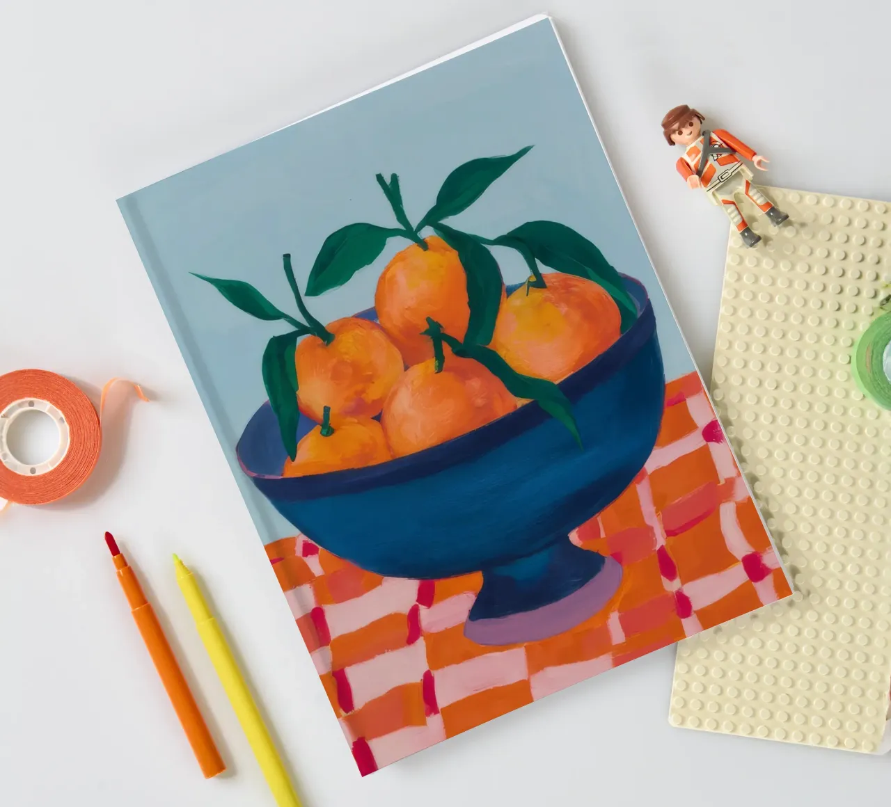 Checkered Cloth Oranges notebook by Haven Fantasy