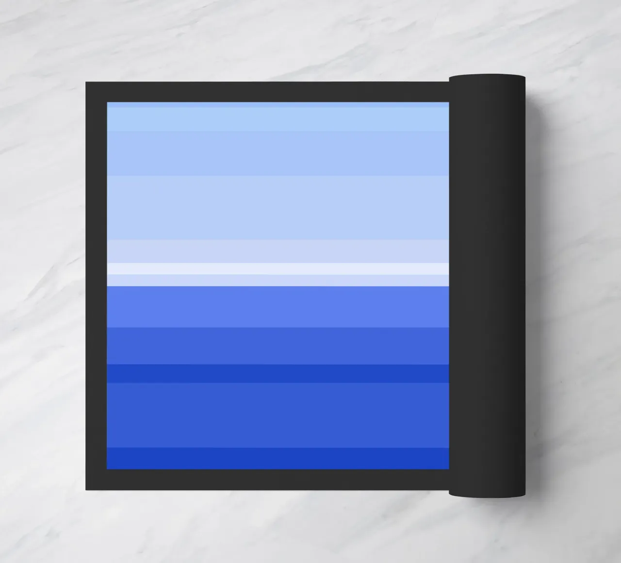 Vue de la mer, graphisme dans les tons bleus paillasson de Lilou Art