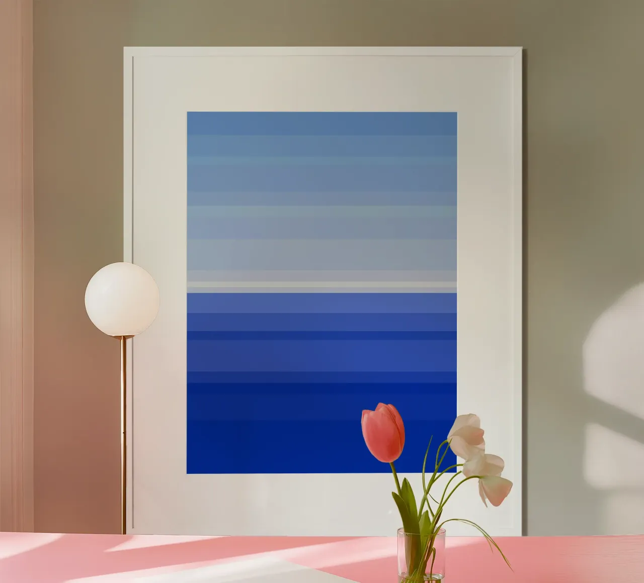 Vue de la mer, graphisme dans les tons bleus hahnemühle de Lilou Art