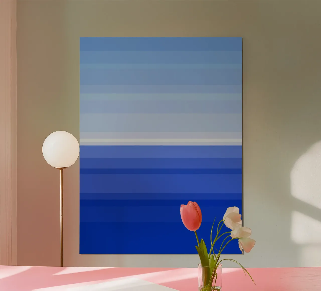 Vue de la mer, graphisme dans les tons bleus hahnemühle de Lilou Art