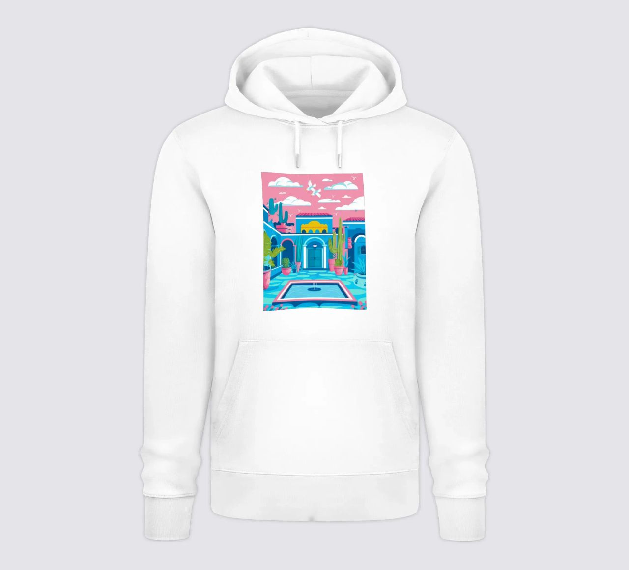 Cortile della piscina azzurra felpa con cappuccio da Muse Artworks
