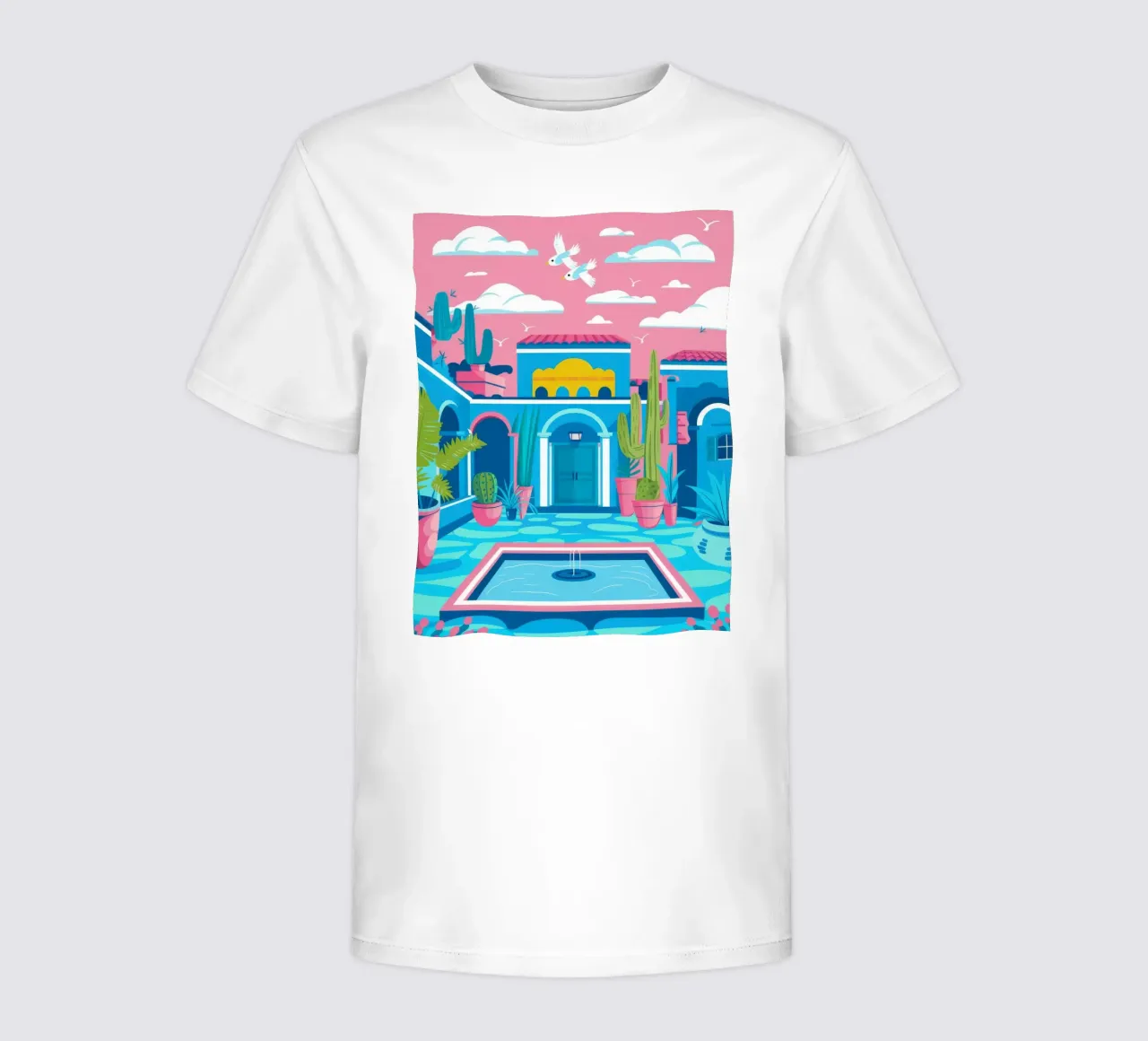 Azure Pool Courtyard kids t-shirt by Muse Artworks