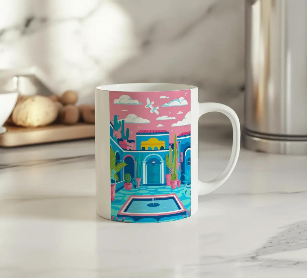 Azure Pool Courtyard ceramic mug by Muse Artworks