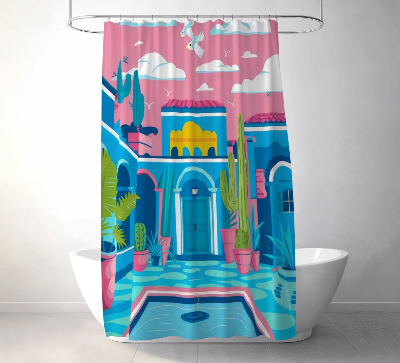 Azure Pool Innenhof Duschvorhang von Muse Artworks