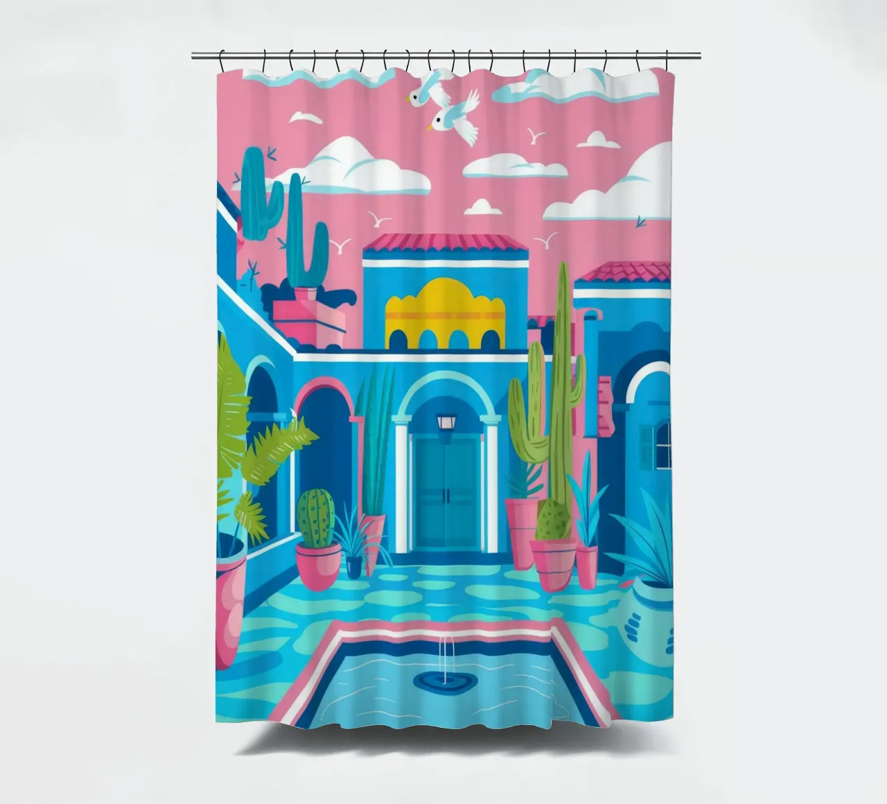 Azure Pool Innenhof Duschvorhang von Muse Artworks