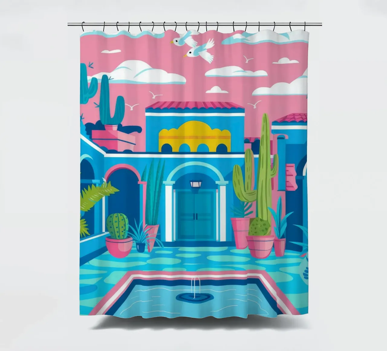 Azure Pool Innenhof Duschvorhang von Muse Artworks