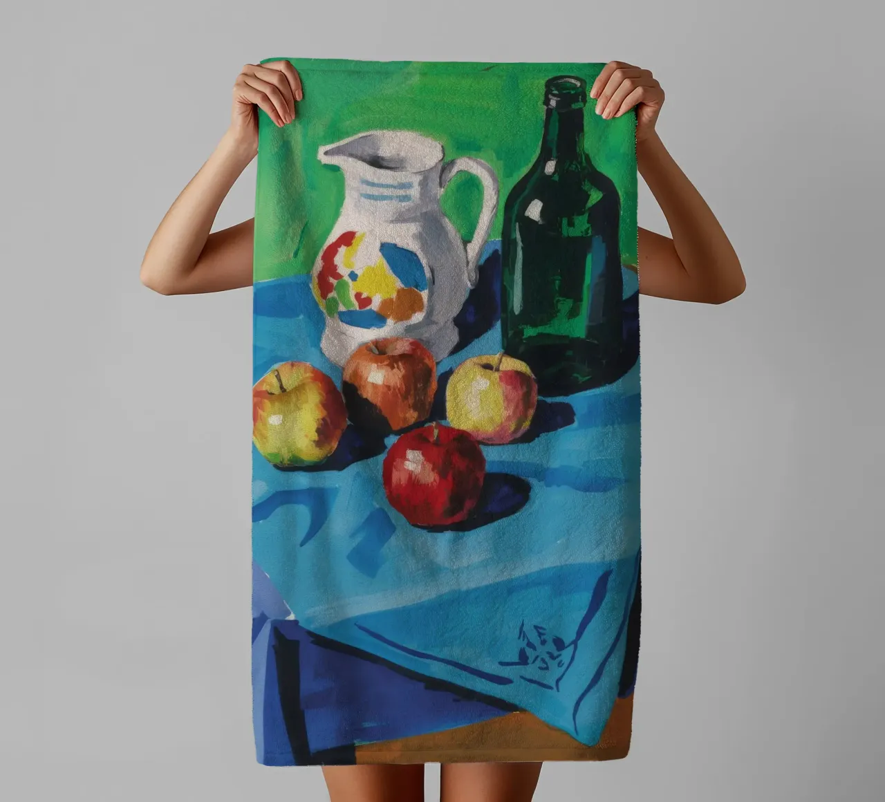 Pitcher and Bottle Blue Table towel by Stone Decade