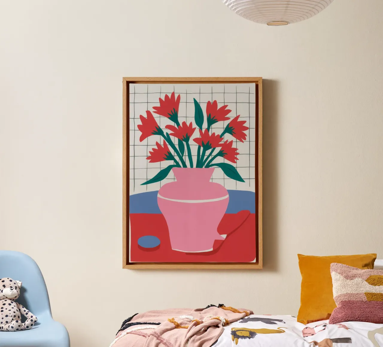 Pink Vase Grid canvas van Haven Fantasy