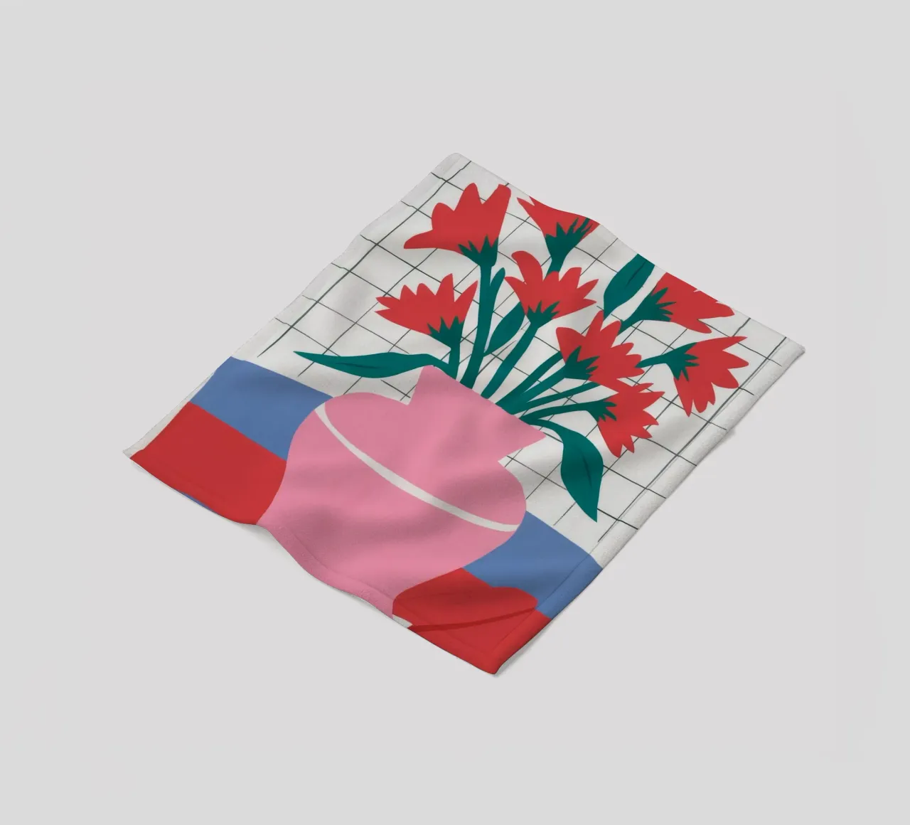 Pink Vase Grid fleece blanket by Haven Fantasy