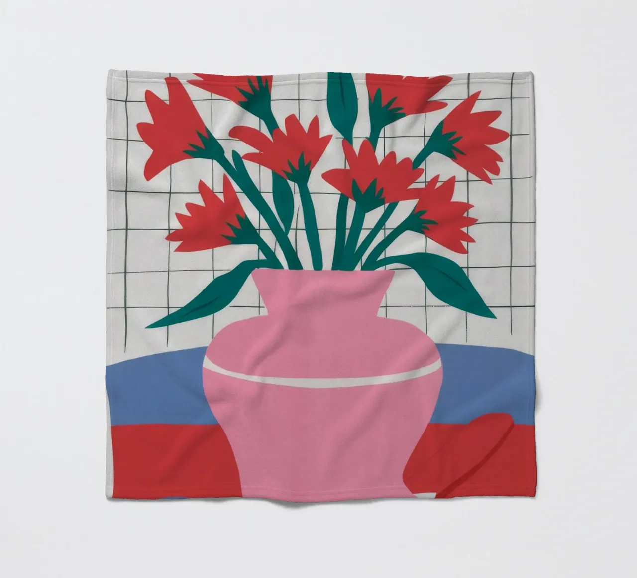 Pink Vase Grid fleece blanket by Haven Fantasy