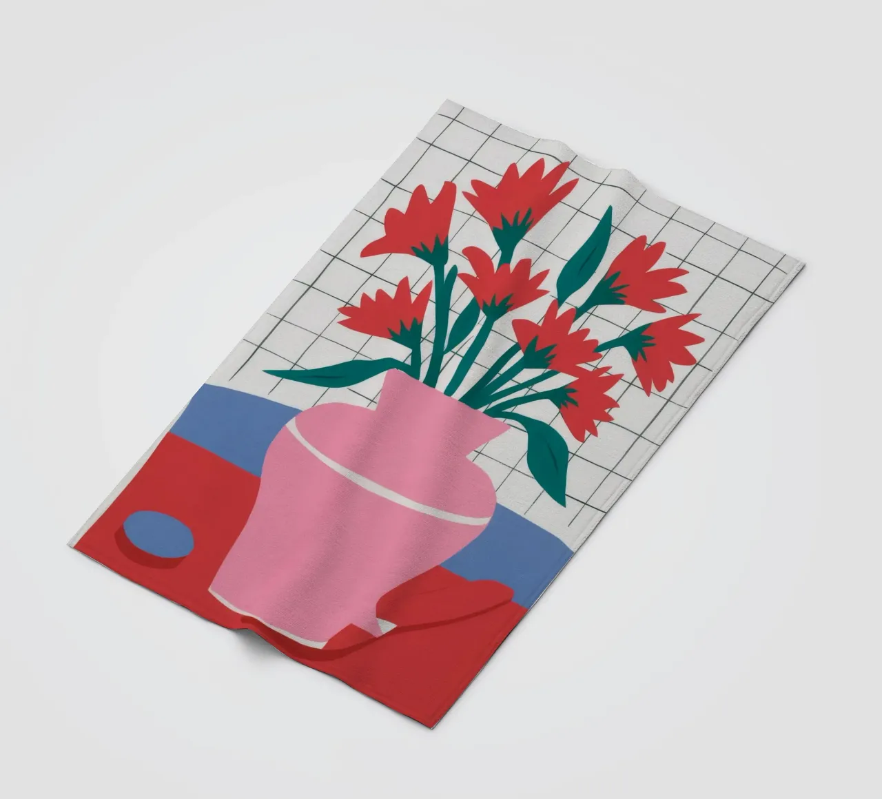 Pink Vase Grid fleece blanket by Haven Fantasy