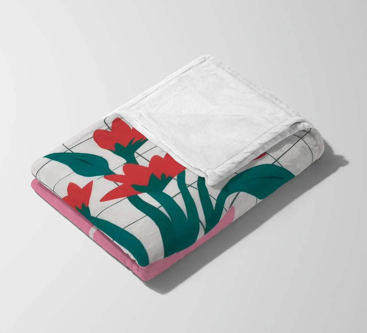 Pink Vase Grid fleece blanket by Haven Fantasy