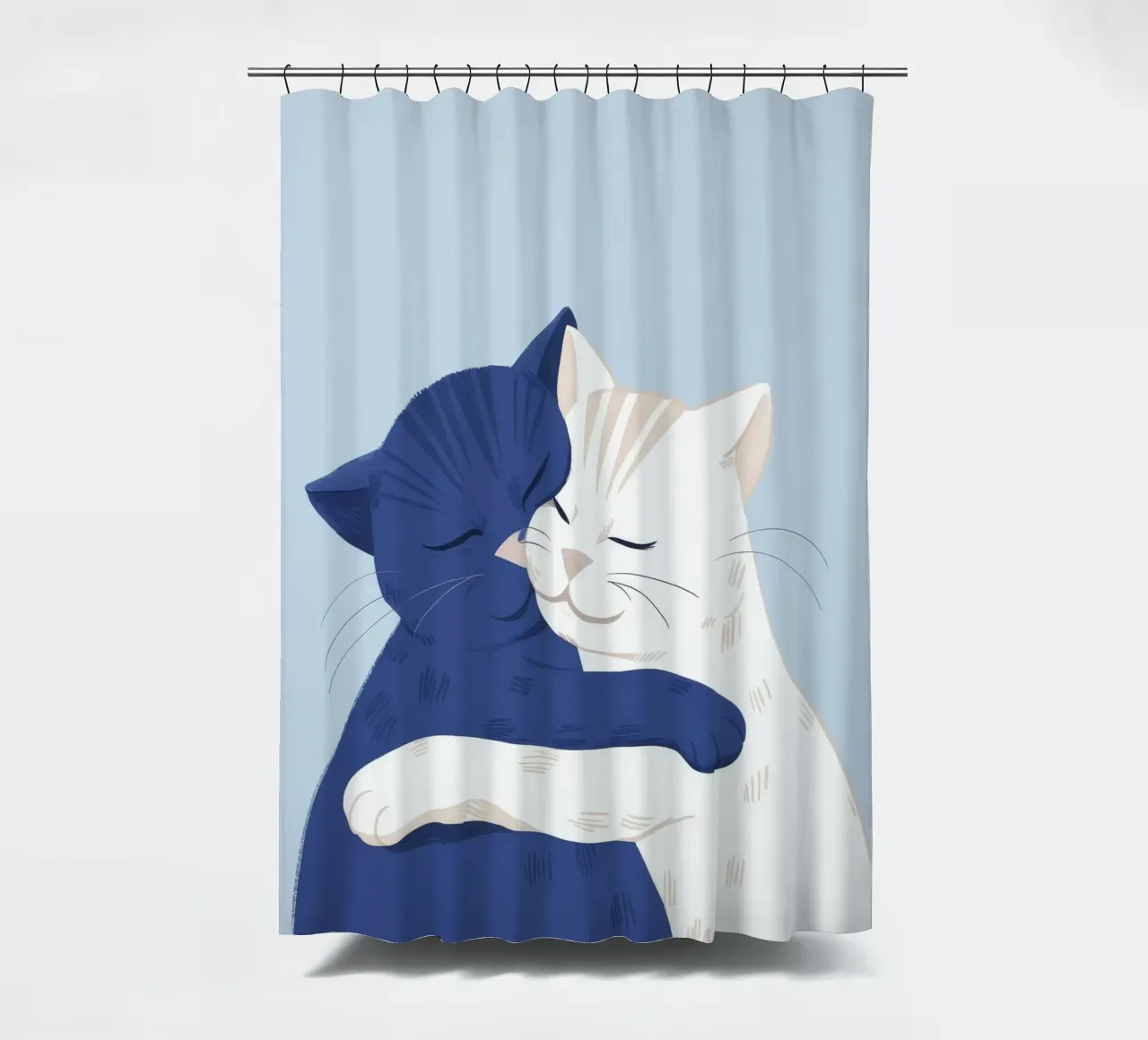 Feline Friendship Hug shower curtain by Muse Artworks