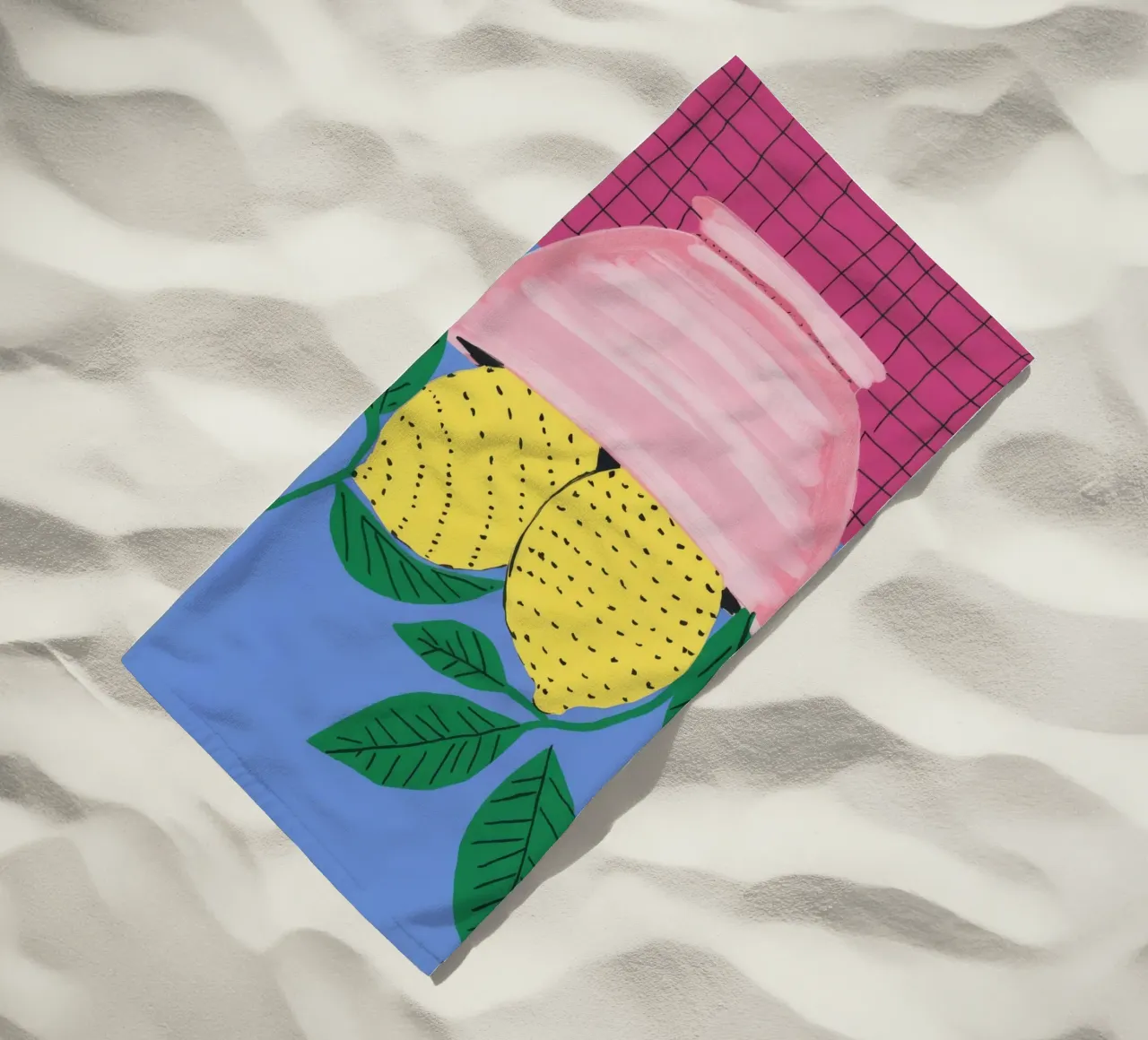 Lemon Bowl Pink beach towel by Haven Fantasy