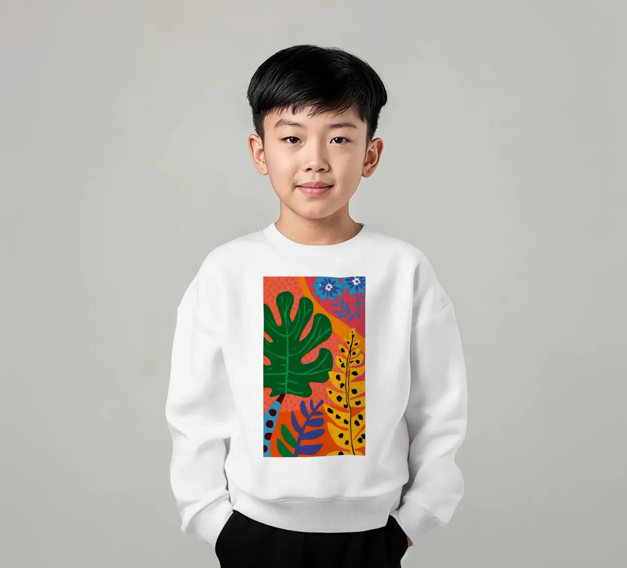 Monstera arancione a strisce felpa bambino da Muse Artworks