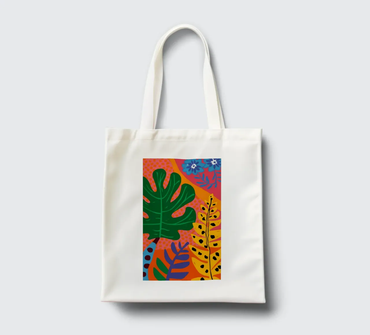 Monstera arancione a strisce borsa in juta da Muse Artworks