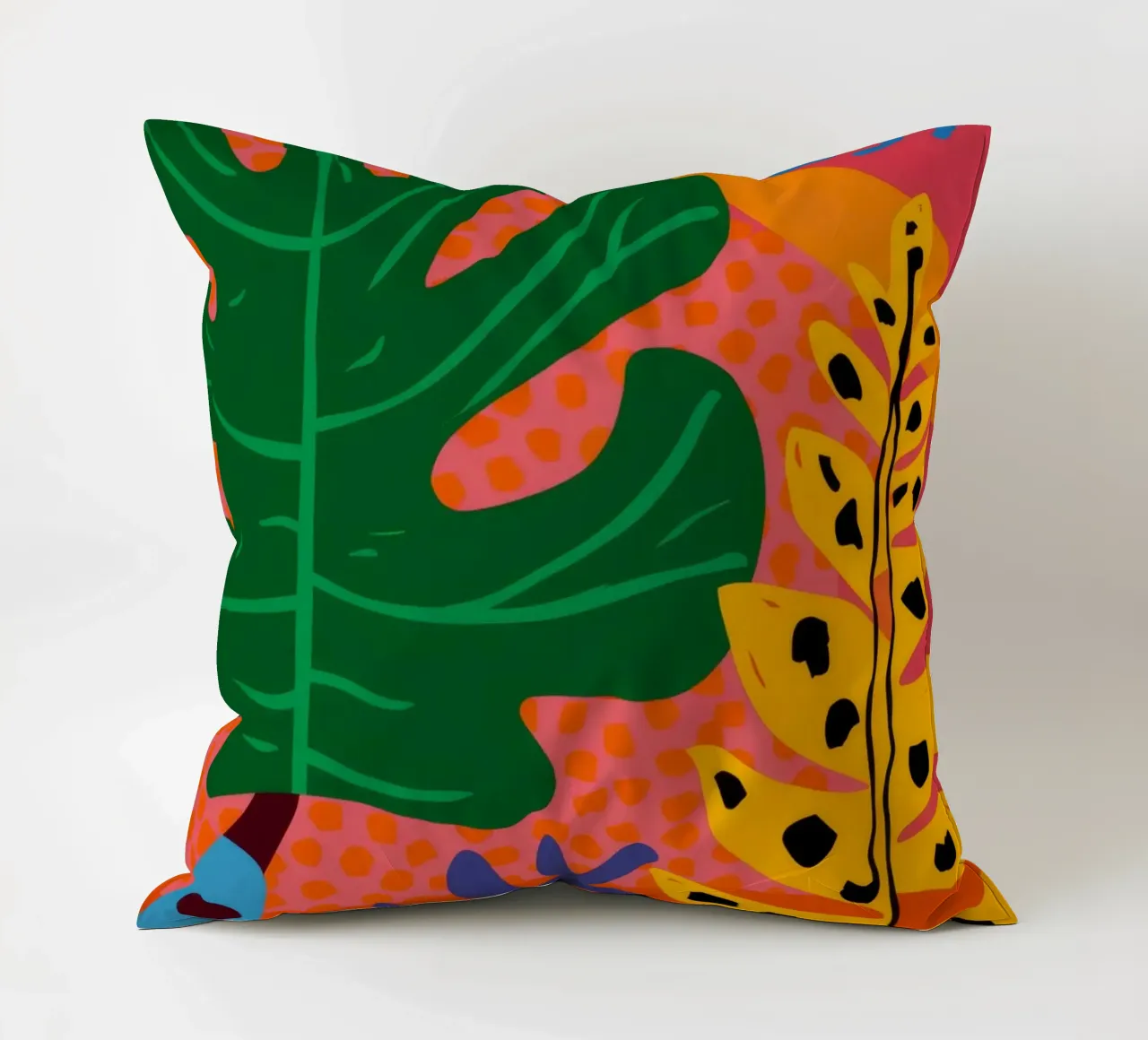 Monstera arancione a strisce cuscino da Muse Artworks