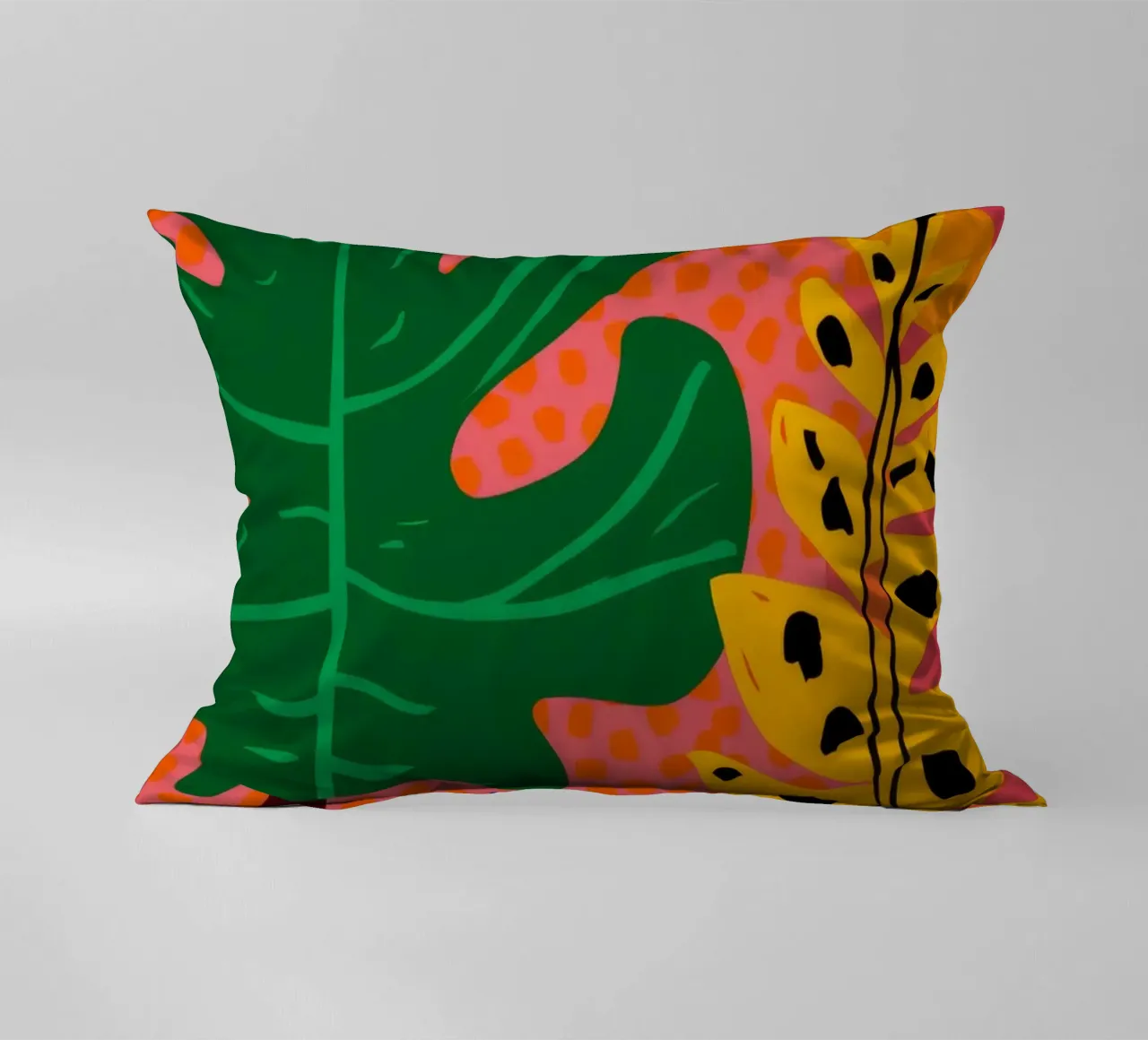 Monstera arancione a strisce cuscino da Muse Artworks