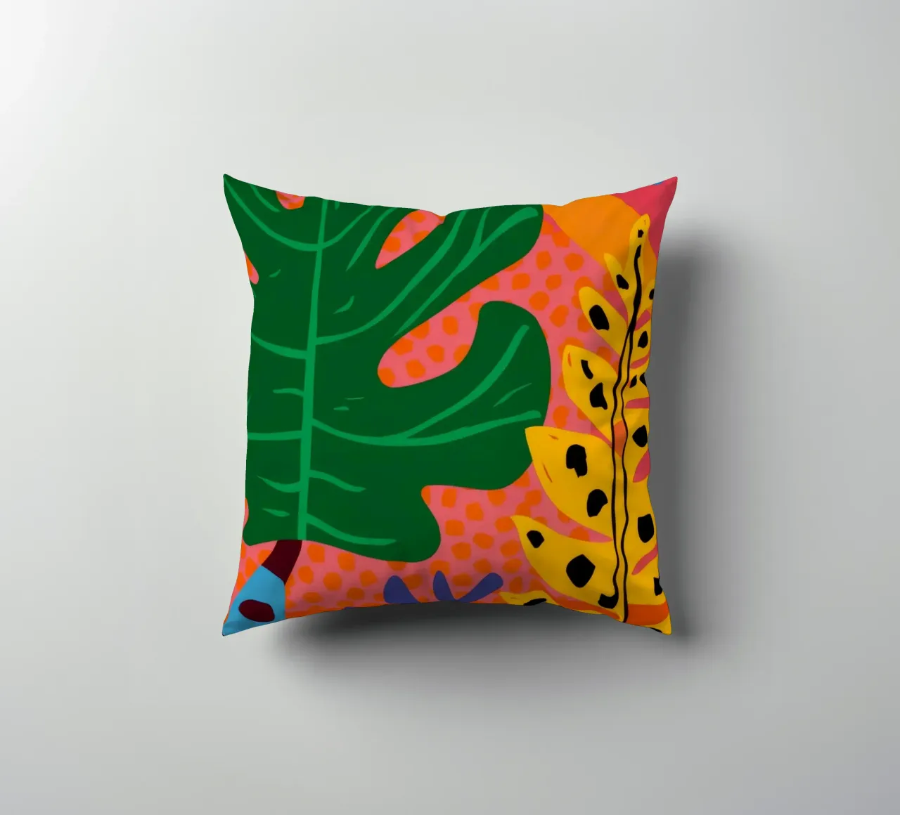 Monstera arancione a strisce cuscino da Muse Artworks