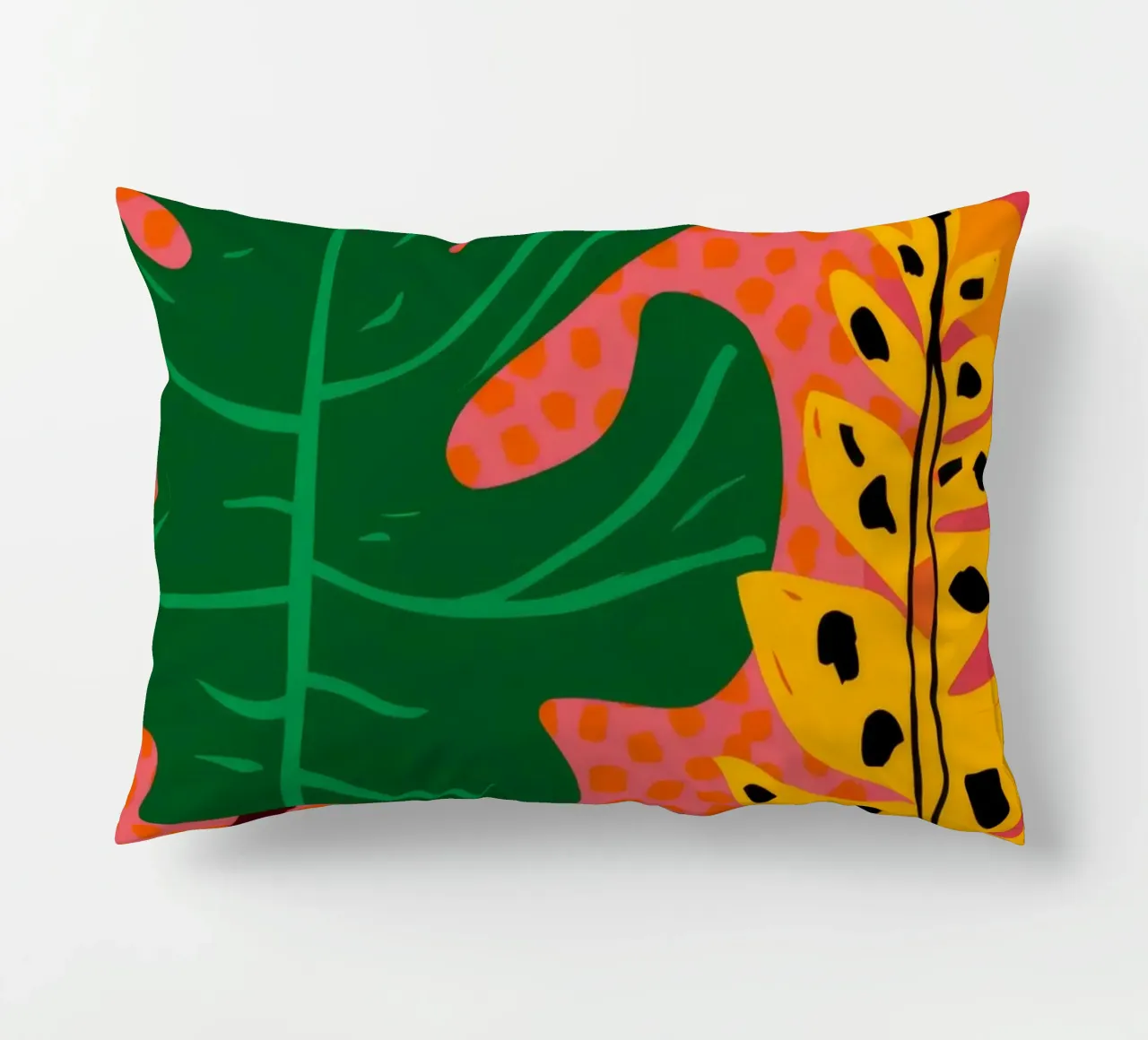 Monstera arancione a strisce cuscino da Muse Artworks