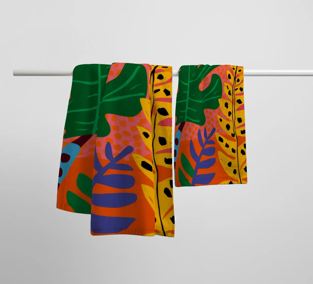 Monstera Orange Stripe towel by Muse Artworks