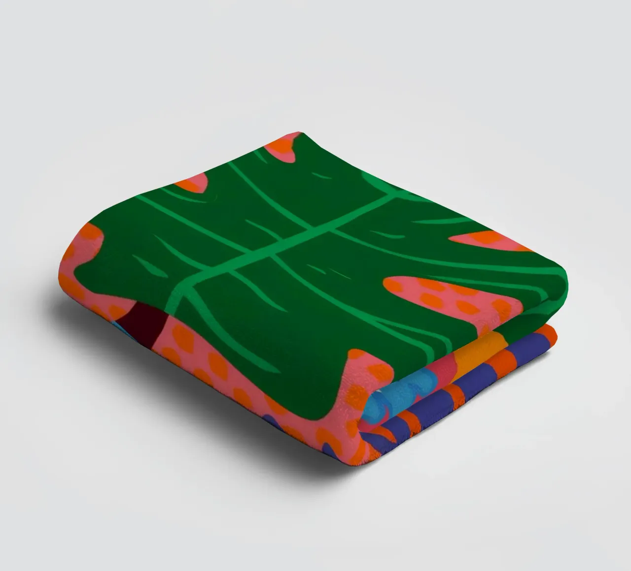 Monstera Orange Stripe towel by Muse Artworks