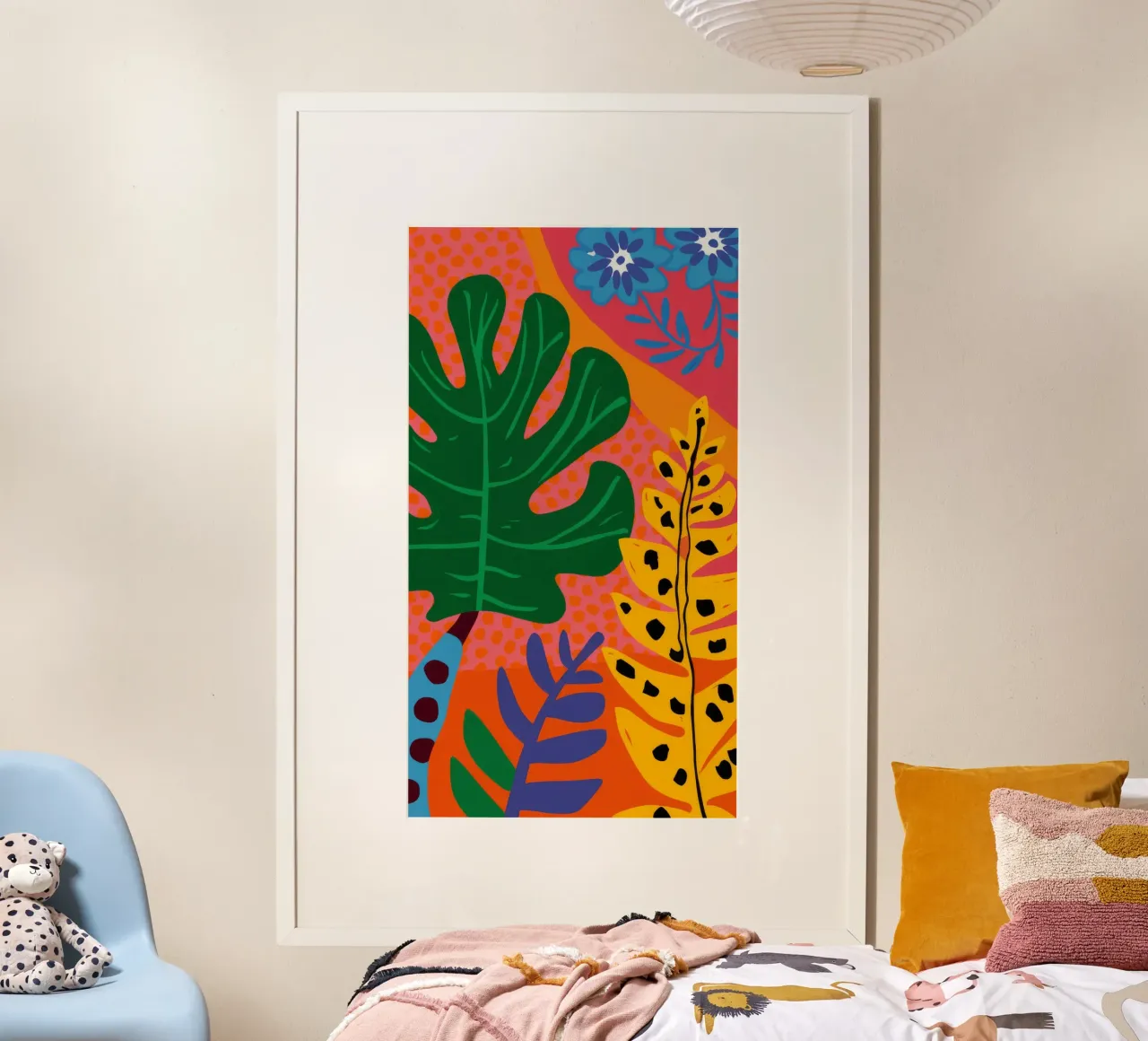 Monstera arancione a strisce carta hahnemühle da Muse Artworks