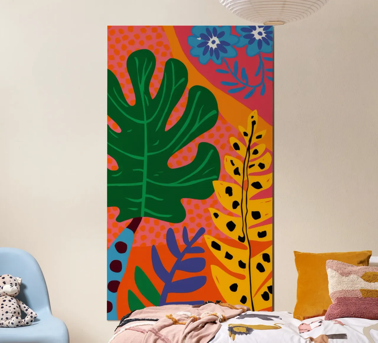Monstera arancione a strisce carta hahnemühle da Muse Artworks