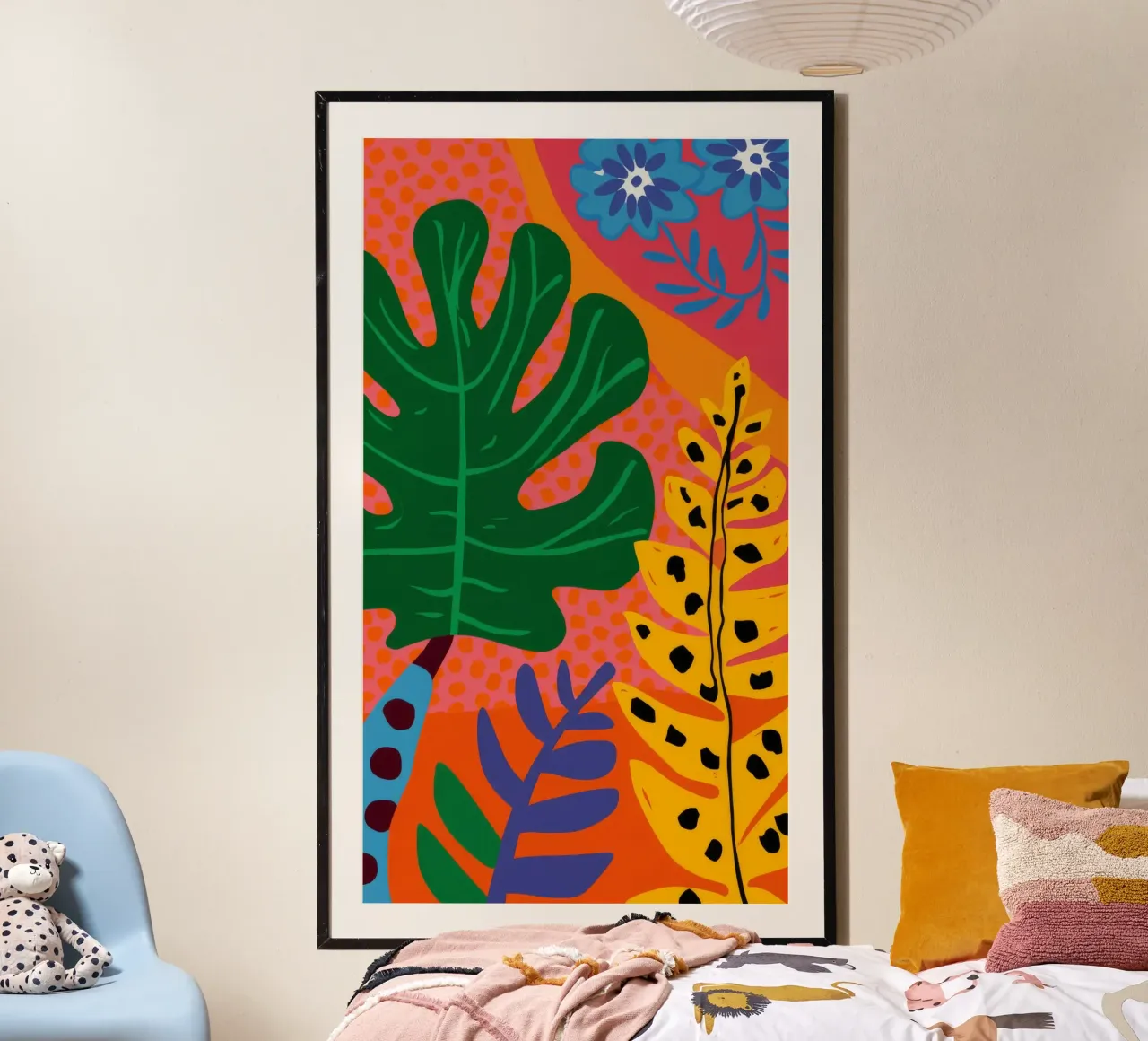 Monstera arancione a strisce carta hahnemühle da Muse Artworks