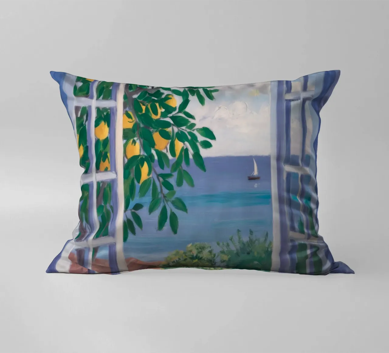 Open Window Seascape decorative cushion by FadeAura