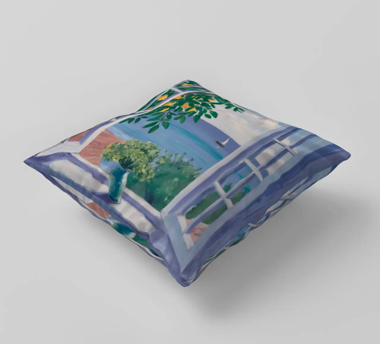 Open Window Seascape decorative cushion by FadeAura